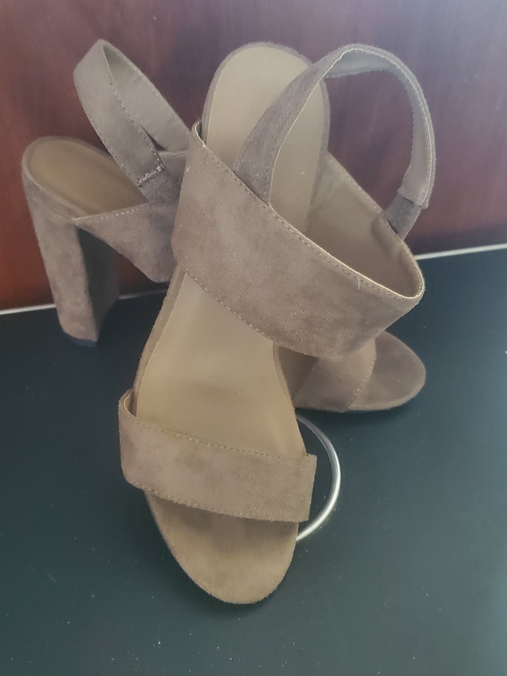 Charlotte Russe Brown Suede Block Heel Sandals
